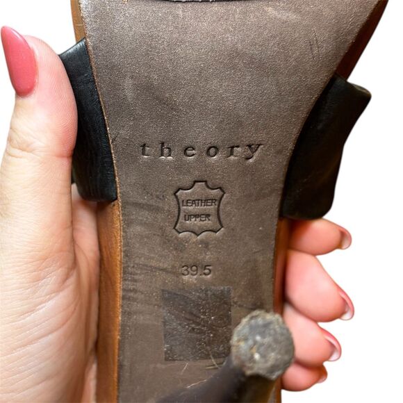 Theory Leather Strappy High Heels Black Size 39.5 - Picture 8 of 12